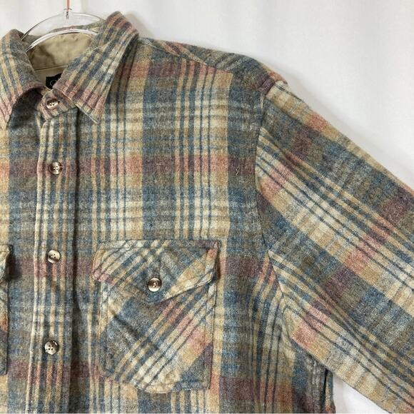 Oxford Shirtmakers | Vintage Men's Plaid Wool Button Up Shirt Size Large - Picture 2 of 7